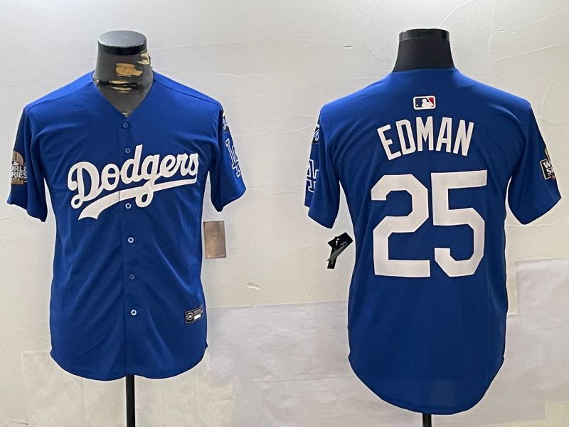 Men Los Angeles Dodgers #25 Edman Blue Game 2024 Nike MLB Jersey style 1120